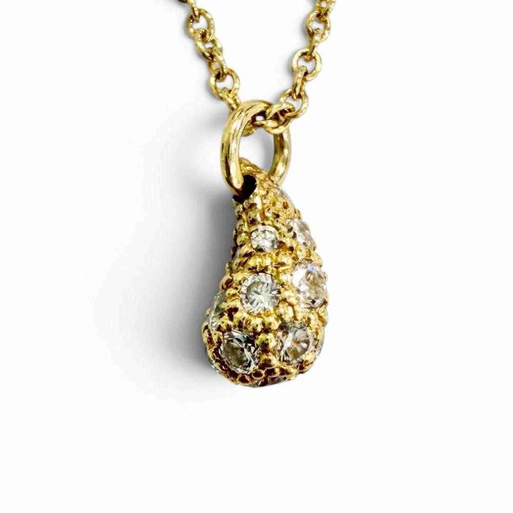 TIFFANY&Co. Tiffany Elsa Peretti Teardrop Mini Pave Necklace Diamond 750 (YG)...